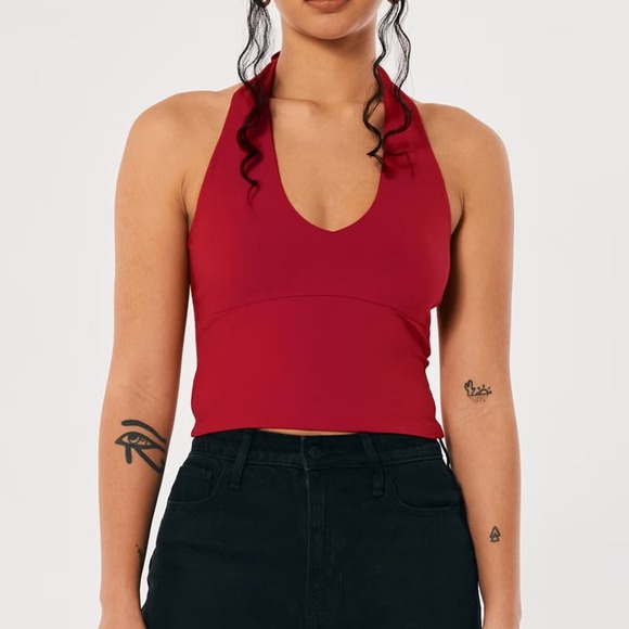 Hollister Tops - Hollister Must-Have Sleeveless V-Neck Adjustable Halter Top Red Women's Size XL